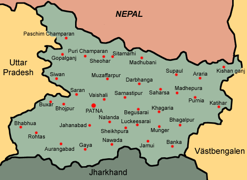 Karta över Bihar