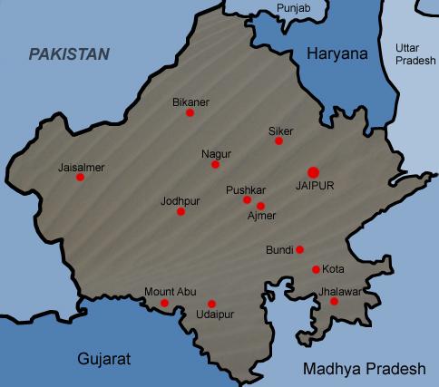 Karta över Rajasthan