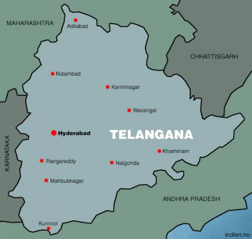Karta över Telangana