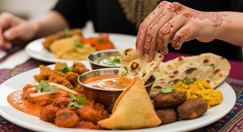 Äta roti med händerna