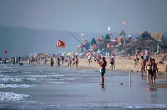 Strand i norra Goa, Indien