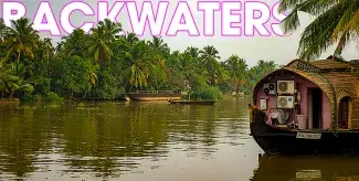 Backwater med Alappuzha och Kollam