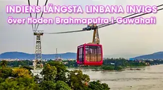 Indiens längsta linbana över Brahmaputra i Guwahati, Assam