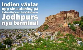 Mehrangarh-fortet i Jodhpur med den blå staden vid dess kant