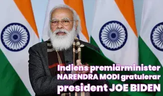 Indiens premiärminister gratulerar USAs president Joe Biden